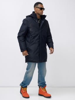 Парка мужская зимняя удлиненная темно-синего цвета 8385TS