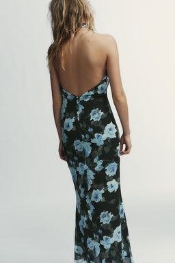 LONG FLORAL PRINT DRESS WITH KNOT DETAIL - Zara фото 3