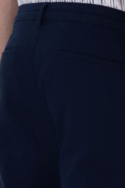 Erkek Lacivert Slim Fit Kanvas Pantolon