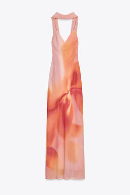 LONG PRINTED DRESS WITH SCARF - Zara фото 6