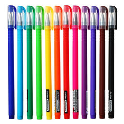 Набор шариковых ручек 12 цветов, корпус софтач, в цвет стержня, 1 мм, в блистере - Simaland фото 2