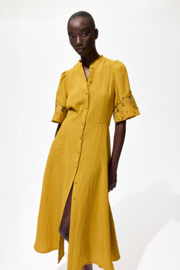 Vestido efecto arrugado con bordado ingl?s - H&m фото 4