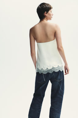 SATIN BANDEAU TOP WITH LACE - Zara фото 15