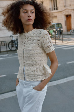 CHAQUETA PUNTO POINTELLE MANGA CORTA / Crudo - Zara фото 2