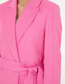 Pembe Keten Kar___ml_ Regular Fit Ceket