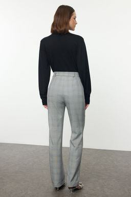 Gri Ekose Straight/Duz Kesim Dokuma Pantolon TWOAW25PL00085 - Trendyolmilla фото 5