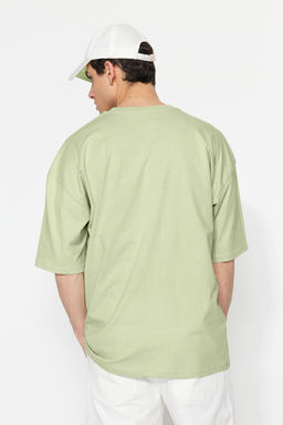Mint Oversize/Genis Kesim %100 Pamuk K?sa Kollu Basic T-Shirt TMNSS22TS0318