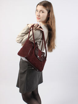 LACCOMA сумка Y2430-1-бордовый натуральная замша, натуральная кожа полиэстер  фото 4