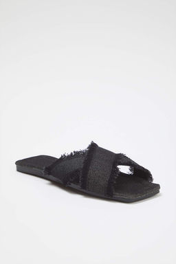 Trendyol Shoes Ekru Puskul Detayl? Denim Capraz Bantl? Kad?n Terlik TAKSS25TE00043 - Trendyolmilla фото 7