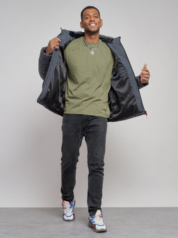 Куртка мужская зимняя с капюшоном спортивная великан серого цвета 8377Sr - Wonderrman фото 13