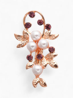 Брошь Жемчужная ветвь с росой, цвет бело-фиолетовый в розовом золоте
