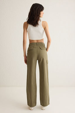 Haki Kargo Cep Kapak Detayl? Yuksek Bel Wide Leg Jeans TWOSS25JE00030 - Trendyolmilla фото 4