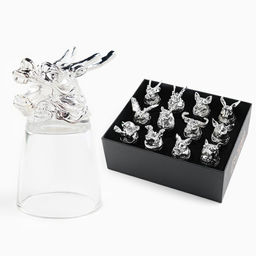 Набор рюмок-перевёртышей подарочный «Лучшему мужчине», 30 мл, 12 шт., металл, стекло, серебристый