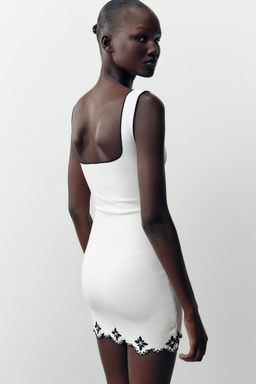 EMBROIDERED DRESS WITH FAUX PEARLS - Zara фото 4