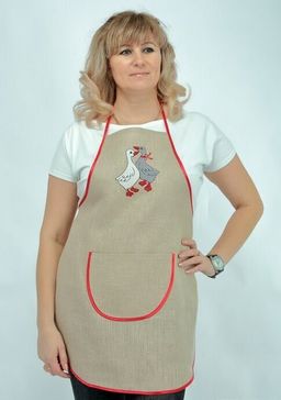 Фартук с вышивкой модель ЛП 34 Гуси лен 100%