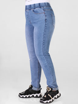 Джинсы женские прямые с подворотом на круговой резинке - Almond фото 4