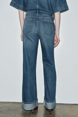 ZW COLLECTION MID-WAIST TURN-UP HEM JEANS - Zara фото 2