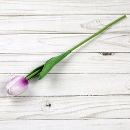 Цветок искусственный Тюльпан 30 см бело-фиолетовые / 1205 /уп 10/200/1200/ латэкс - Галеонтрейд фото 5