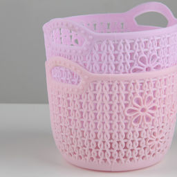 Корзина для хранения «Вязание», пластик, 11.5×10.5×9 см, голубая