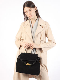 LACCOMA сумка Y2390-1F-черный натуральная замша, натуральная кожа полиэстер