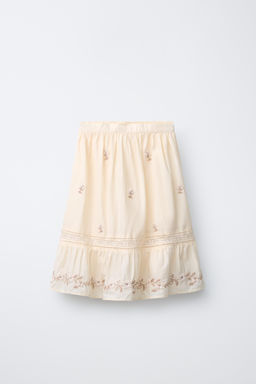 FALDA MIDI BORDADO / Crudo - Zara фото 3