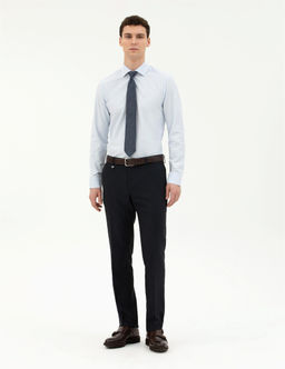 A__k Mavi Slim Fit Uzun Kollu Basic G_mlek