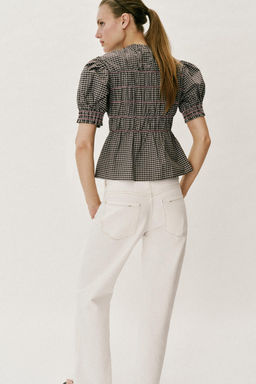 CAMISA CUADROS NIDO DE ABEJA / Marr?n / Crudo