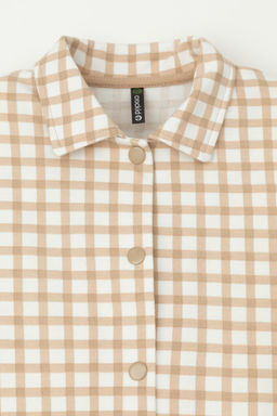 КР 302559/бежевая клетка на сахаре к567 рубашка для дев - Crockid фото 4