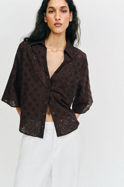 CAMISA BORDADOS PERFORADOS / Marr?n - Zara фото 10