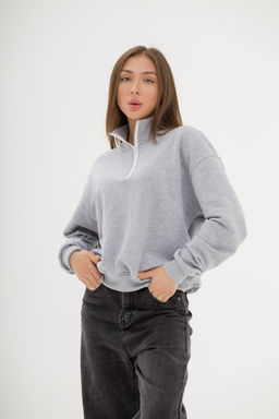 150 Свитшот зипка, серый меланж