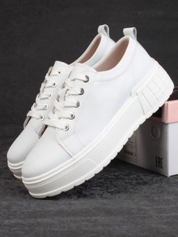 05-PDD200-1 WHITE Кроссовки женские (натуральная кожа)