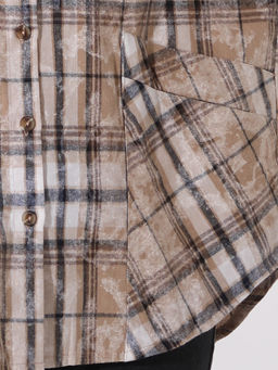 Бежевая рубашка в клетку женская - Almond фото 5