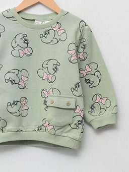 Bisiklet Yaka Uzun Kollu Minnie Mouse Bask?l? K?z Bebek Sweatshirt - Waikiki фото 3