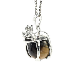 Подвеска с камнем тигровый глаз Царевна лягушка 17*25мм