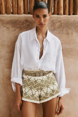 EMBROIDERED MIRROR BERMUDA SHORTS