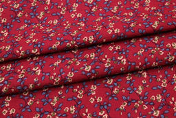 Теплый хлопок Мелкие цветочки с веточками на малиновом, ш.1.45м, хлопок-100%, 160гр/м.кв - Купава фото 5