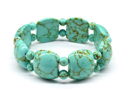 Браслет полукруг 21*17мм, шарик 6мм из бирюзы иранской (имитация)