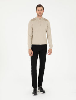 Siyah Slim Fit Kanvas Pantolon