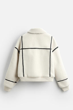 CONTRAST FAUX SHEARLING JACKET - Zara фото 15