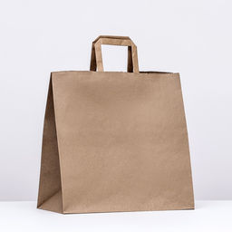 Цена за 25 шт. Пакет бумажный крафт, плоская ручка32 х 18 х 32 см, 90 гр/м