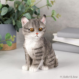 Фигурка Кошка 15,5 см серая / YX33106 /уп 16/