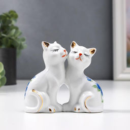 Фигурка керамика «2 котёнка в цветочек», 7×8 см