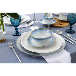 Блюдо для подачи Magistro Пэвэти, d=20.5 см, фарфор, белое, голубое  фото 5