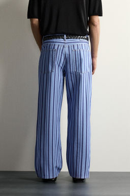 PANTAL?N STRAIGHT FIT RAYAS / Azul
