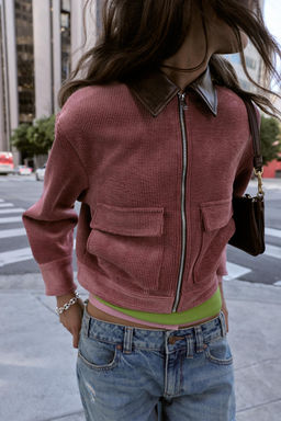 CAZADORA PANA CUELLO EFECTO PIEL / MARSALA - Zara фото 7