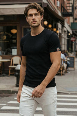 TRENDYOL MAN Siyah Regular/Normal Kesim Etiket Detayl? Dokulu T-Shirt TMNSS25TS00036 - Trendyolmilla фото 5