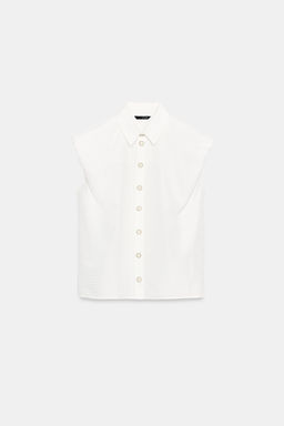 CAMISA MANGA ABULLONADA / Blanco - Zara фото 3