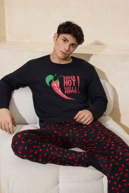 Mavi Uzun Kollu Pamuklu Ekose Desenli Ordek Bask?l? Pijama Tak?m? TMNAW26PT00044 - Trendyolmilla фото 5