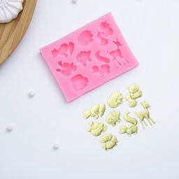 Силиконовый молд «Зверята», 8×6×0,8 см, цвет МИКС