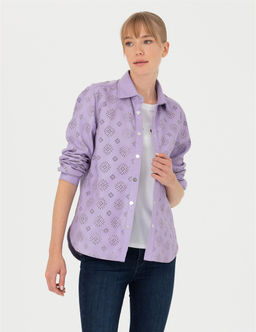 Eflatun Comfort Fit Uzun Kollu G_mlek